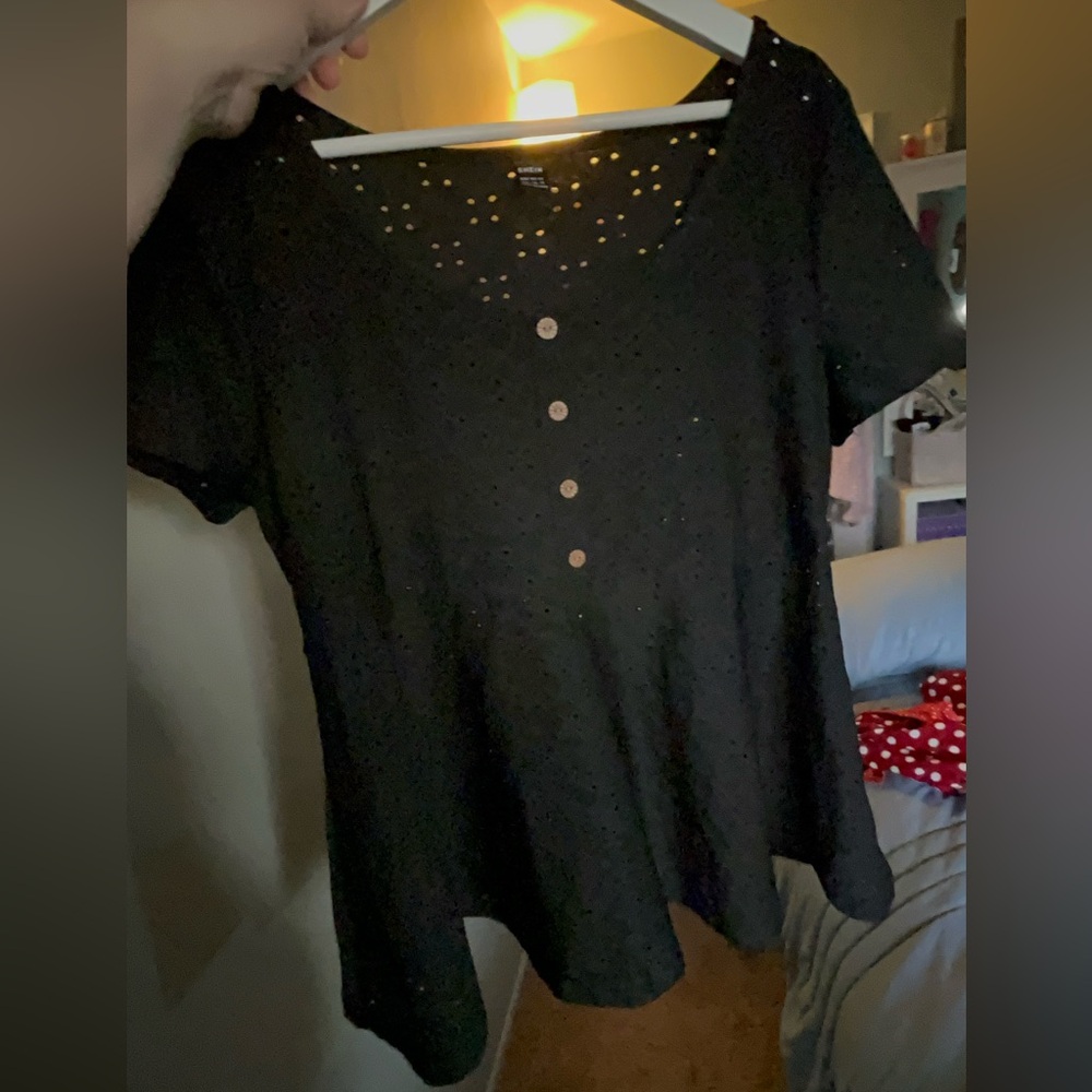 Women's Black Eyelet Top - Maternity XXL